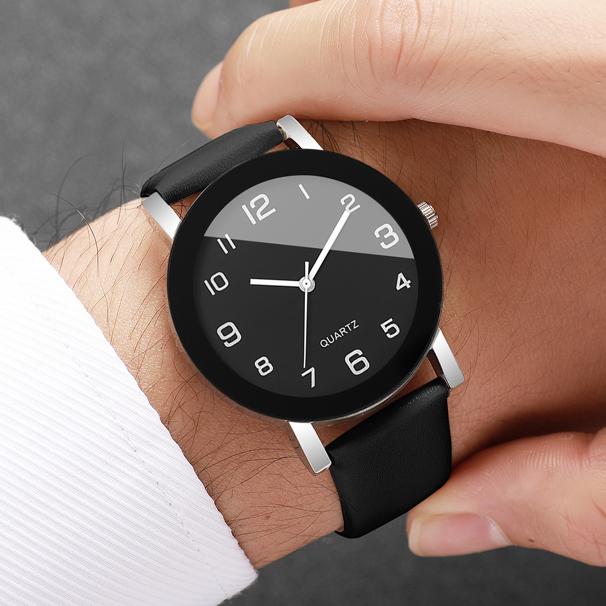 Leather Watch Band Men - Fashion Arabic Dial Men Quartz Watch