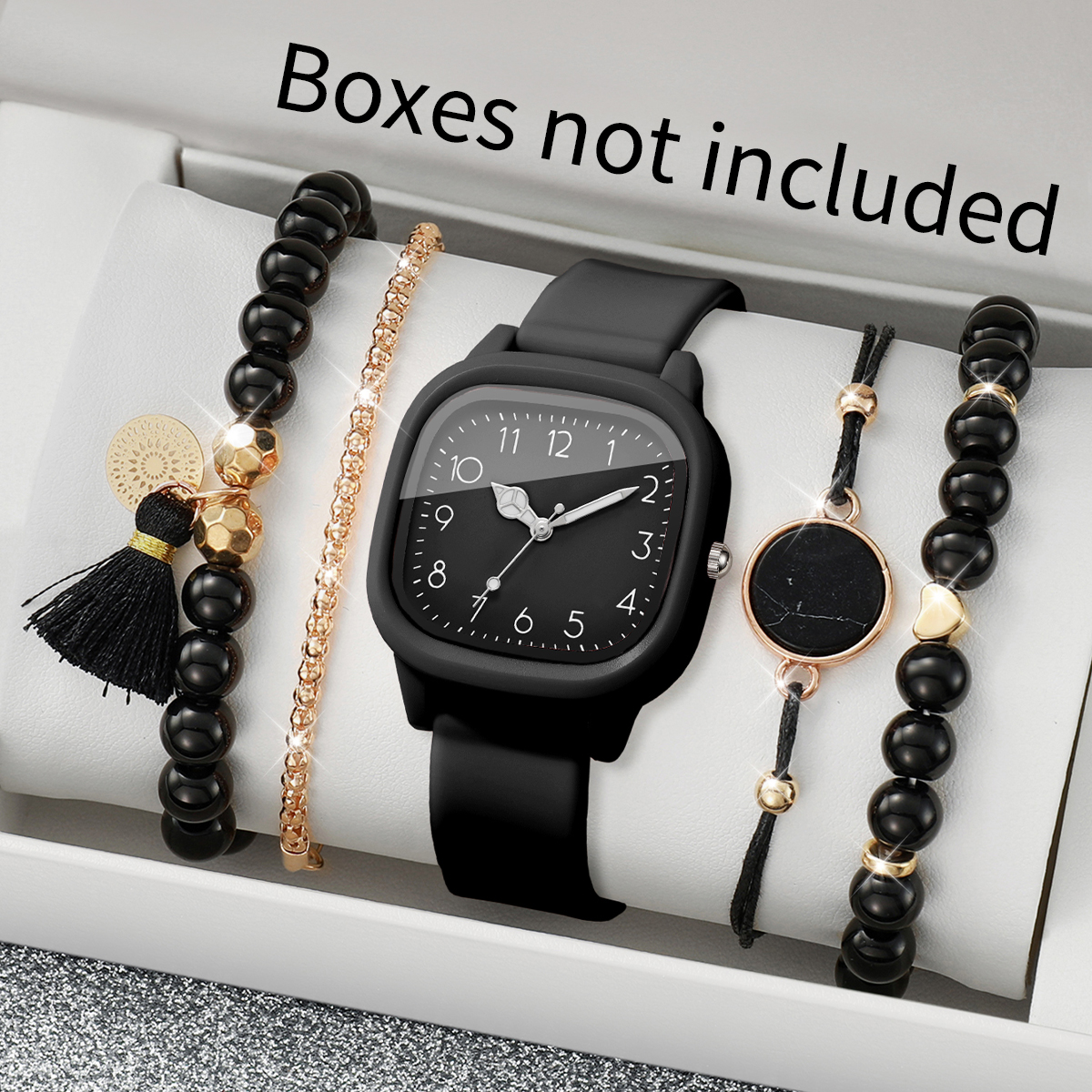Silicone Band Women - 5PCS Fashion Square Women Watches Beads