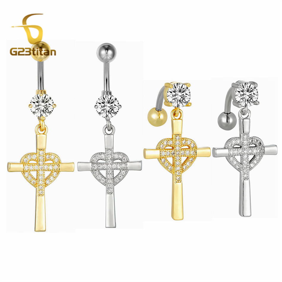 CZ Heart Cross Zircon Dangled  - Curved Spring Bar recensie en prijs