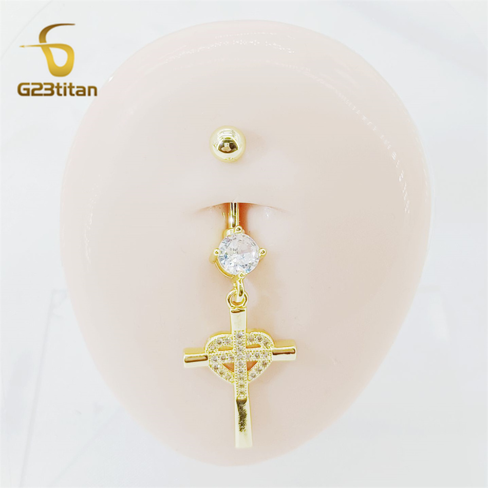 CZ Heart Cross Zircon Dangled  - Curved Spring Bar recensie en prijs