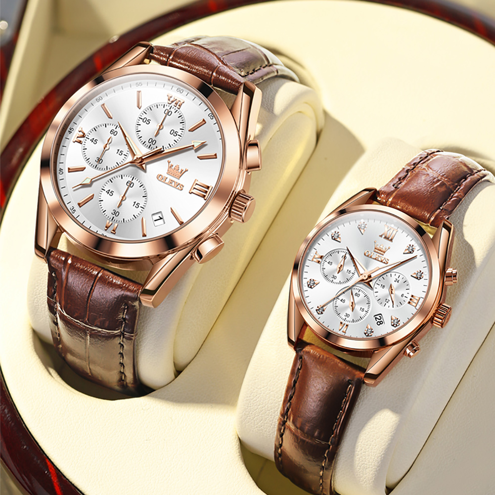 OLEVS Couple Watch for Men Wom - Leather Watch Band Men recensie en prijs