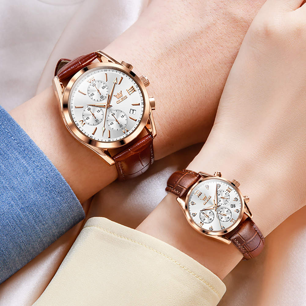 OLEVS Couple Watch for Men Wom - Leather Watch Band Men recensie en prijs