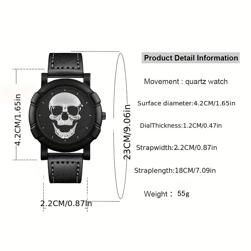 Skull Pattern Multi Display Po - Leather Watch Band Men recensie en prijs