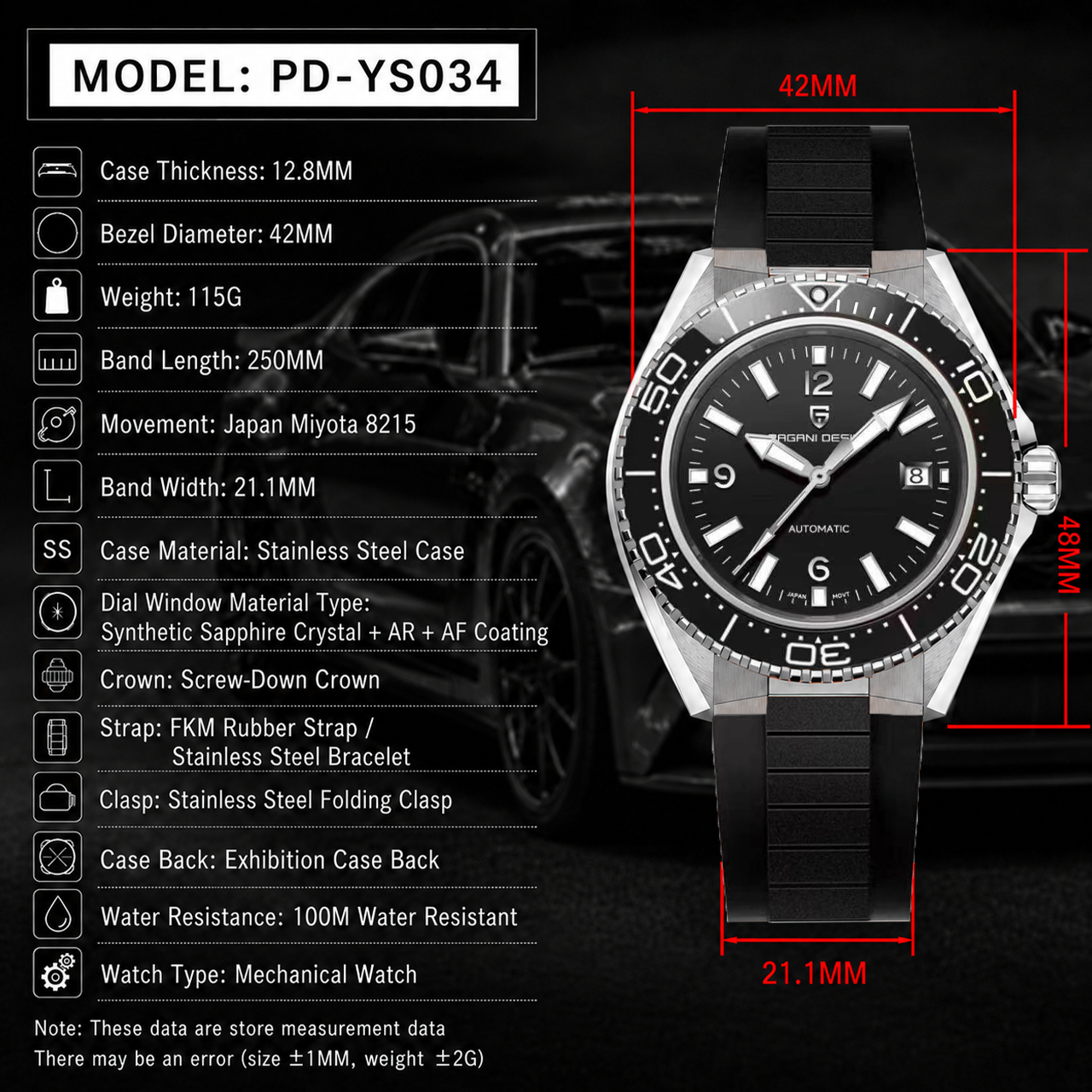 Pagani Design Luxury Men's Aut - Rubber Strap Diver recensie en prijs