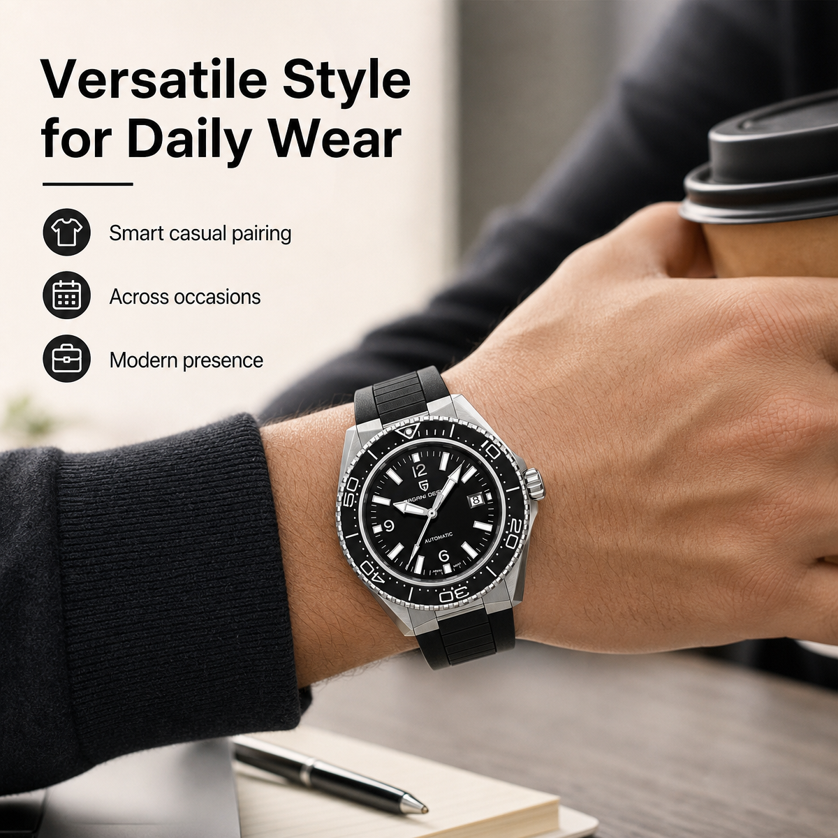 Pagani Design Luxury Men's Aut - Rubber Strap Diver recensie en prijs