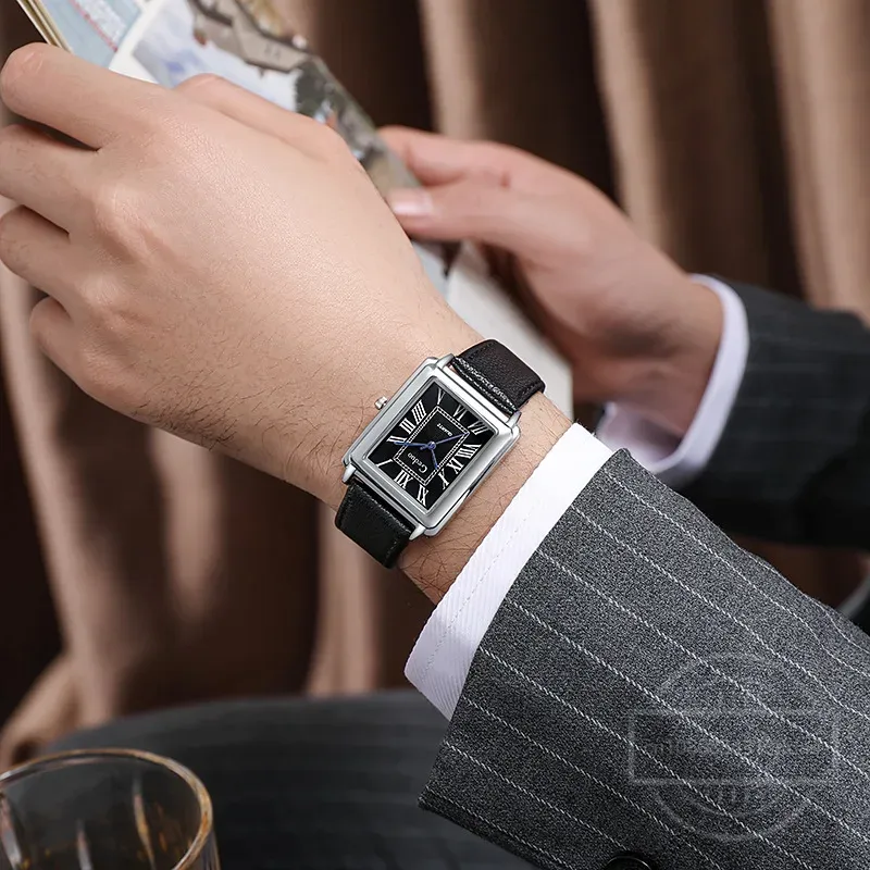 New Fashion Designer Rectangle - Leather Watch Band Men recensie en prijs