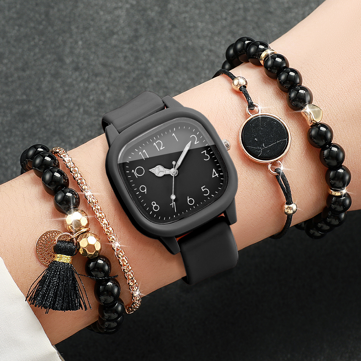 5PCS Fashion Square Women Watc - Silicone Band Women recensie en prijs